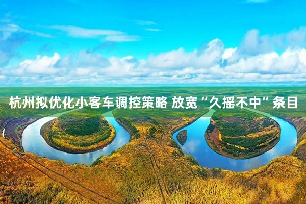 杭州拟优化小客车调控策略 放宽“久摇不中”条目