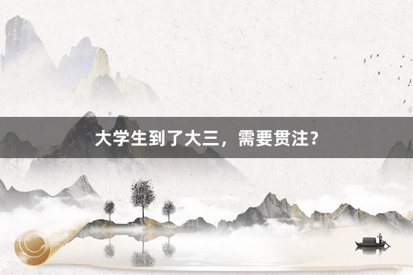 大学生到了大三，需要贯注？
