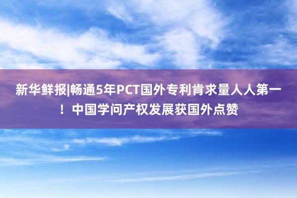 新华鲜报|畅通5年PCT国外专利肯求量人人第一！中国学问产权发展获国外点赞