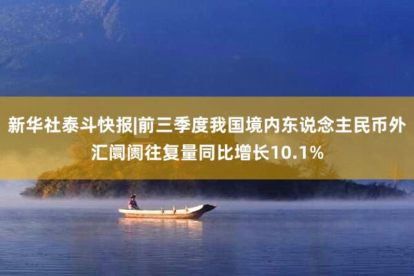新华社泰斗快报|前三季度我国境内东说念主民币外汇阛阓往复量同比增长10.1%
