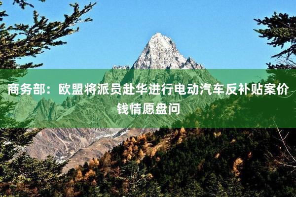 商务部：欧盟将派员赴华进行电动汽车反补贴案价钱情愿盘问