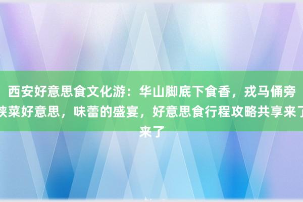 西安好意思食文化游：华山脚底下食香，戎马俑旁陕菜好意思，味蕾的盛宴，好意思食行程攻略共享来了