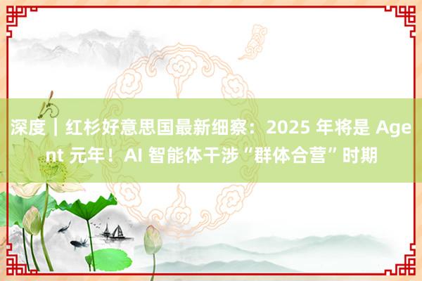深度｜红杉好意思国最新细察：2025 年将是 Agent 元年！AI 智能体干涉“群体合营”时期